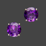 Sterling Silver 10mm Amethyst Gemstone Stud Earrings // Round