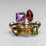 Sterling Silver Multi Gemstone Ring // Size 7