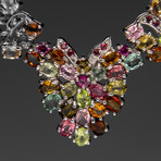 Sterling Silver Multi Gemstone Adjustable Necklace // 18"