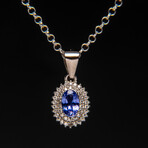 Sterling Silver Tanzanite Gemstone Pendant + 18" Sterling Chain // Oval