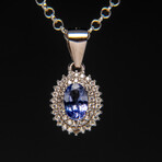 Sterling Silver Tanzanite Gemstone Pendant + 18" Sterling Chain // Oval