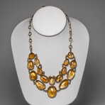 Genuine Rutilated Quartz Sterling Silver Statement Necklace // 16"