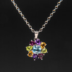 Multi Gemstone Sterling Silver Pendant + 18" Sterling Silver Necklace