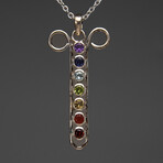 Sterling Silver Multi Gemstone Pendant + 18" Sterling Silver Necklace