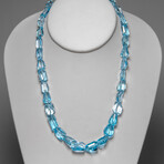 Sterling Silver Blue Topaz Gemstone Adjustable Necklace // 18"
