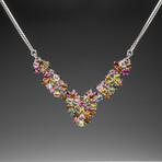 Sterling Silver Multi Gemstone Adjustable Necklace // 18"