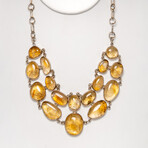 Genuine Rutilated Quartz Sterling Silver Statement Necklace // 16"