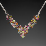 Sterling Silver Multi Gemstone Adjustable Necklace // 18"