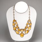 Genuine Rutilated Quartz Sterling Silver Statement Necklace // 16"