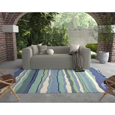 Harbor Lagoon - Hand Hooked Performance // Ocean - Coastal (6'2" x 3')