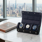 Arsenale Esagono 3-Slot Watch Roll // Black + Navy Blue
