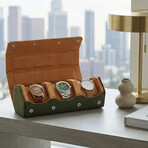 Arsenale Esagono 3-Slot Watch Roll // Olive Green + Tan