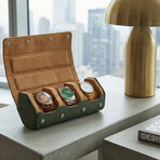 Arsenale Esagono 3-Slot Watch Roll // Olive Green + Tan