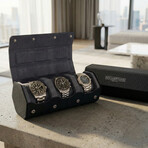 Arsenale Esagono 3-Slot Watch Roll // Black + Navy Blue
