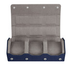 Arsenale Esagono 3-Slot Watch Roll // Navy Blue + Gray