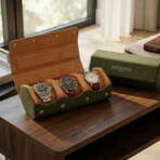 Arsenale Esagono 3-Slot Watch Roll // Olive Green + Tan