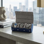 Arsenale Esagono 3-Slot Watch Roll // Navy Blue + Gray