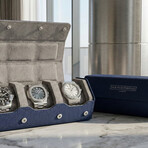 Arsenale Esagono 3-Slot Watch Roll // Navy Blue + Gray