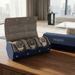 Arsenale Esagono 3-Slot Watch Roll // Navy Blue + Gray