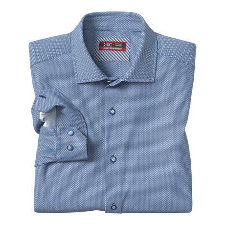 XC+ Motion Long-Sleeve Dress Knit Shirt // Navy Basketweave (SR)