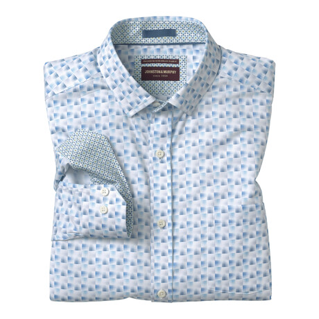 Logan Printed Long-Sleeve Shirt // White/Gray Shadow Box (S)