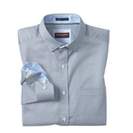 Logan Printed Long-Sleeve Shirt // Navy / Brown Triangle Grid (S)