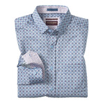 Logan Printed Long-Sleeve Shirt // Blue/Pink Floral Tile (S)