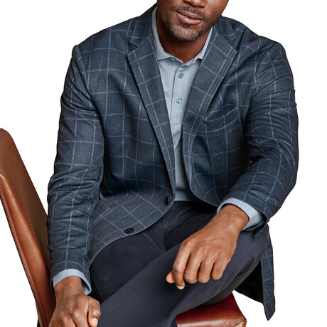 XC Flex Pinnacle Knit Blazer // Navy Plaid (S)
