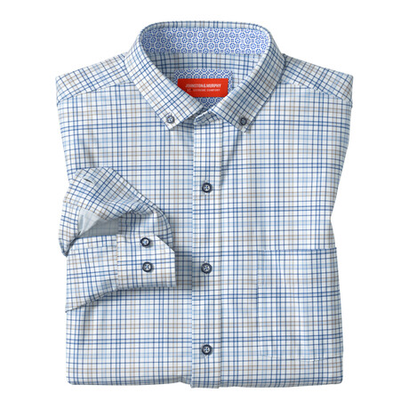 XC+ Motion Long-Sleeve Sport Knit Shirt // Blue/Tan Plaid (S)