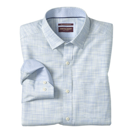 Ovation Non-Iron Dress Shirt // Green/Blue Cross Hatch (S)