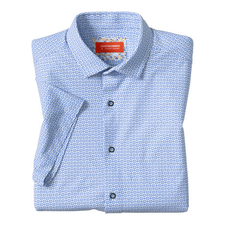 XC+ Motion Short-Sleeve Print Knit Shirt // Blue Dotted Tile (S)