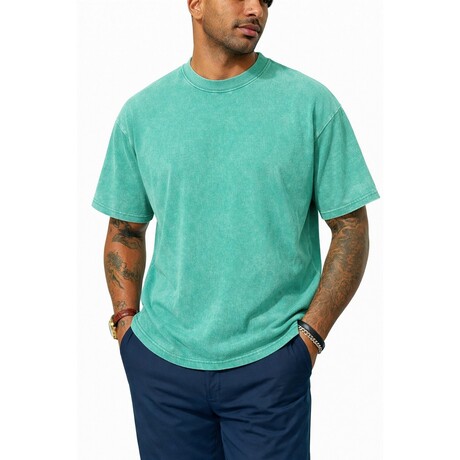 Acid-Washed Heavyweight Oversized Shirt // Grass Green (XS)