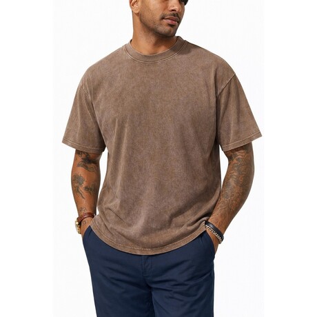 Acid-Washed Heavyweight Oversized Shirt // Khaki (XS)