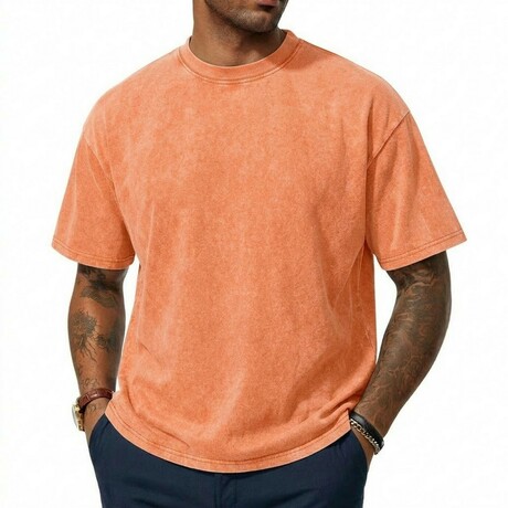 Acid-Washed Heavyweight Oversized Shirt // Orange (XS)