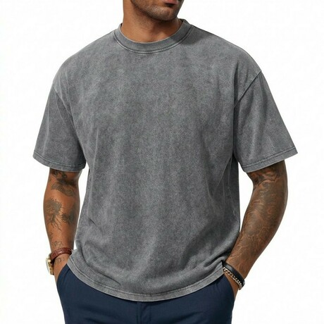 Acid-Washed Heavyweight Oversized Shirt // Grey (XS)
