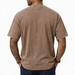 Acid-Washed Heavyweight Oversized Shirt // Khaki (S)