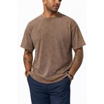Acid-Washed Heavyweight Oversized Shirt // Khaki (S)