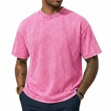 Acid-Washed Heavyweight Oversized Shirt // Rose Red (XS)