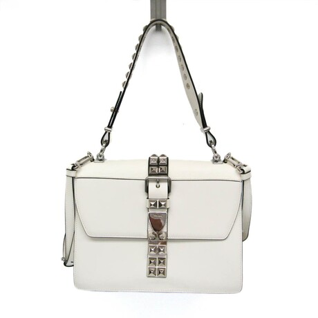 Prada // Leather Electra Studded Handbag // White // Pre-Owned