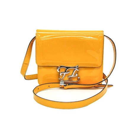 Fendi // Leather Calligraphy Shoulder Bag // Yellow // Pre-Owned