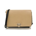 Ferragamo // Leather Gancini Shoulder Bag // Black + Light Beige // Pre-Owned