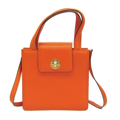 Bulgari // Leather Top-Handle Accordion Handbag // Orange // Pre-Owned