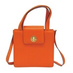 Bulgari // Leather Top-Handle Accordion Handbag // Orange // Pre-Owned