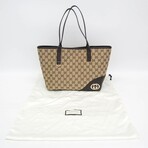 Gucci // GG Canvas + Leather Tote // Beige + Dark Brown // Pre-Owned