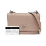 Prada // Saffiano Leather Chain Shoulder Bag // Rose-Beige // Pre-Owned