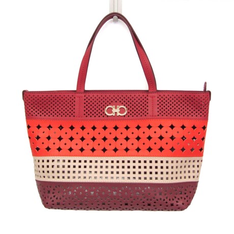 Ferragamo // Leather Gancini Tote // Red // Pre-Owned