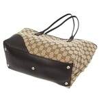 Gucci // GG Canvas + Leather Tote // Beige + Dark Brown // Pre-Owned