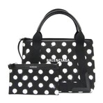 Balenciaga // Canvas + Leather Navy Cabas S Dot Tote // Black + White // Pre-Owned