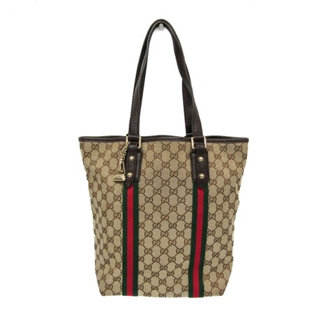 Gucci // GG Canvas + Leather Classic Tote // Beige + Brown // Pre-Owned
