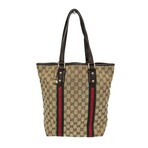 Gucci // GG Canvas + Leather Classic Tote // Beige + Brown // Pre-Owned